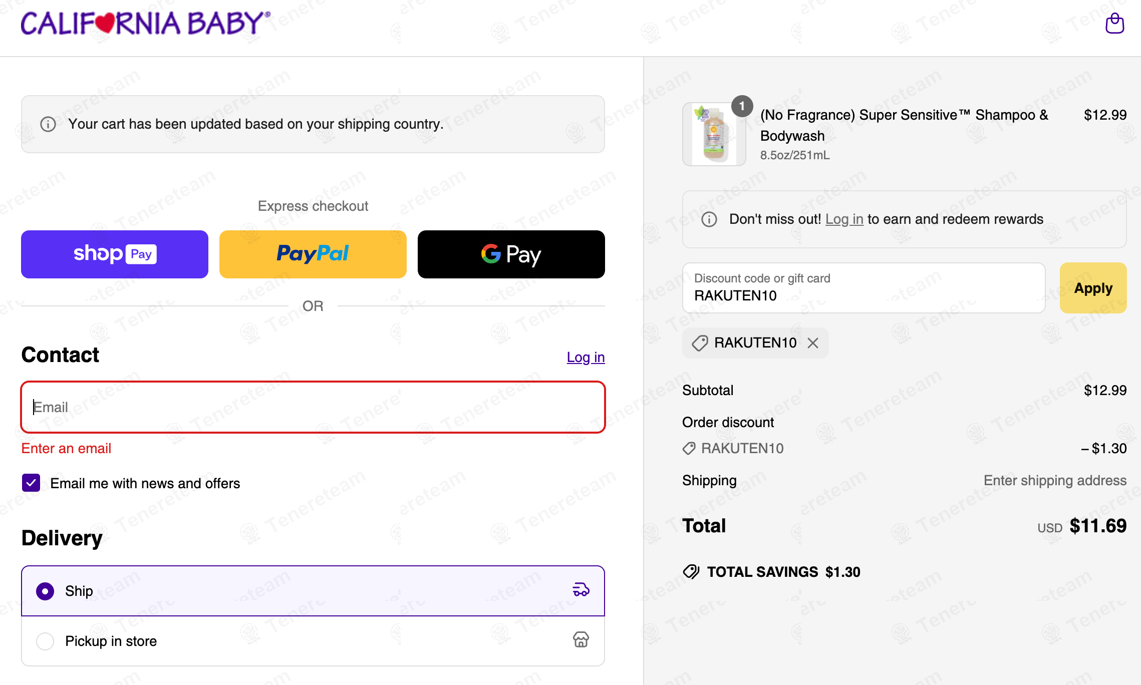 California Baby coupon code: 10% off with RAKUTEN10. Tested and valid as 11 months ago.