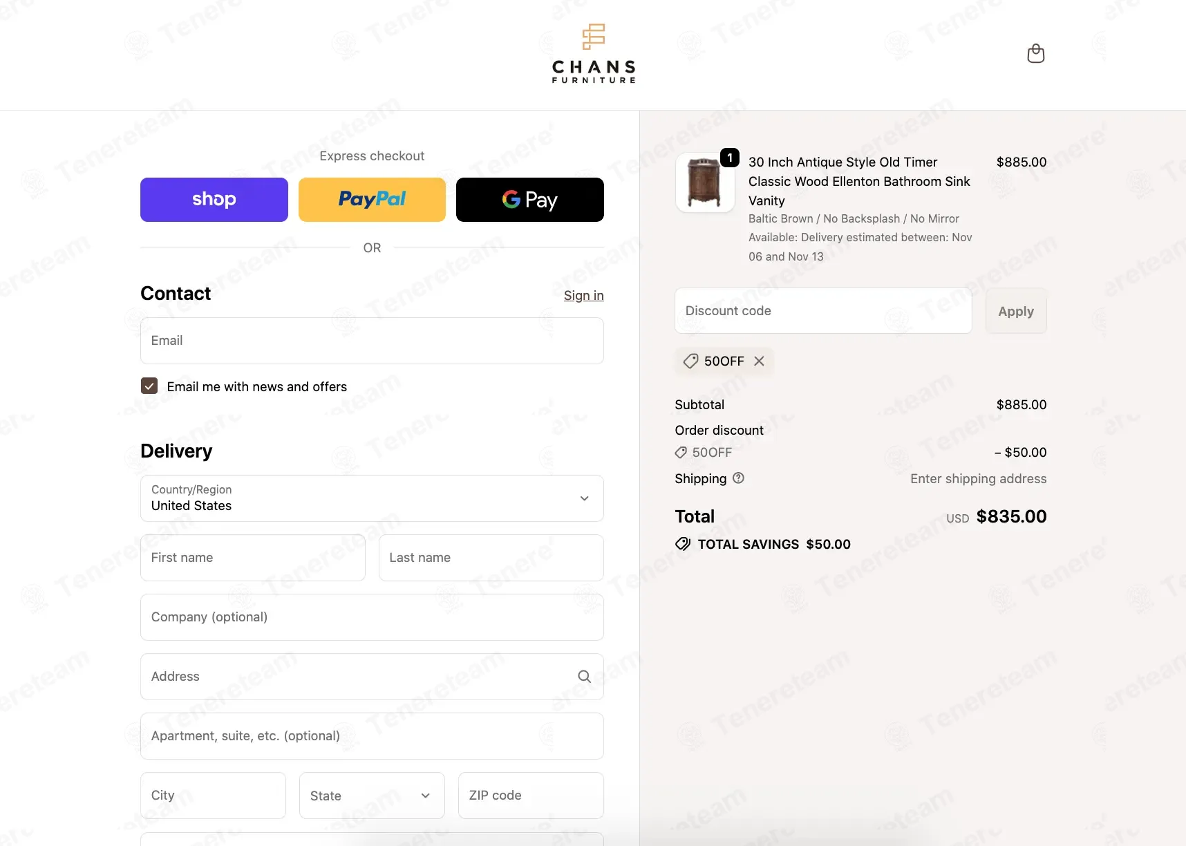 Chans Furniture coupon code: $50 off with 50OFF. Tested and valid as 8 months ago.