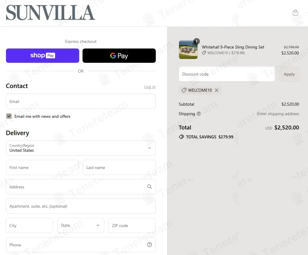 Villa Outdoors coupon code: 10% off with WELCOME10. Tested and valid as 9 months ago.