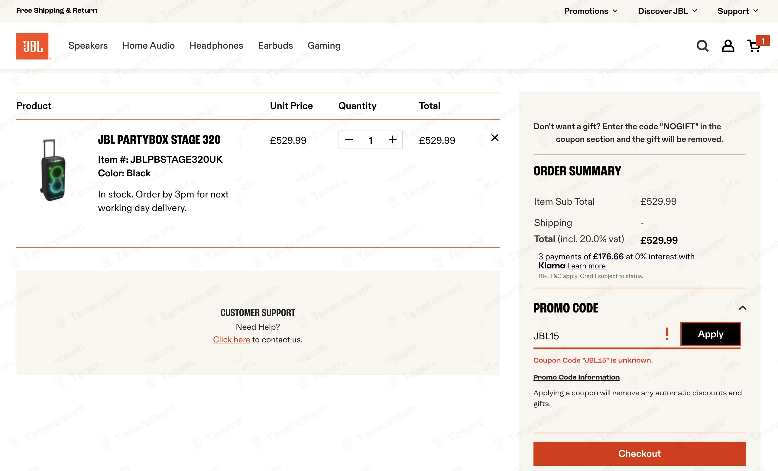 JBL UK coupon code: 15% off with JBL15. Tested and valid as 1 month ago.