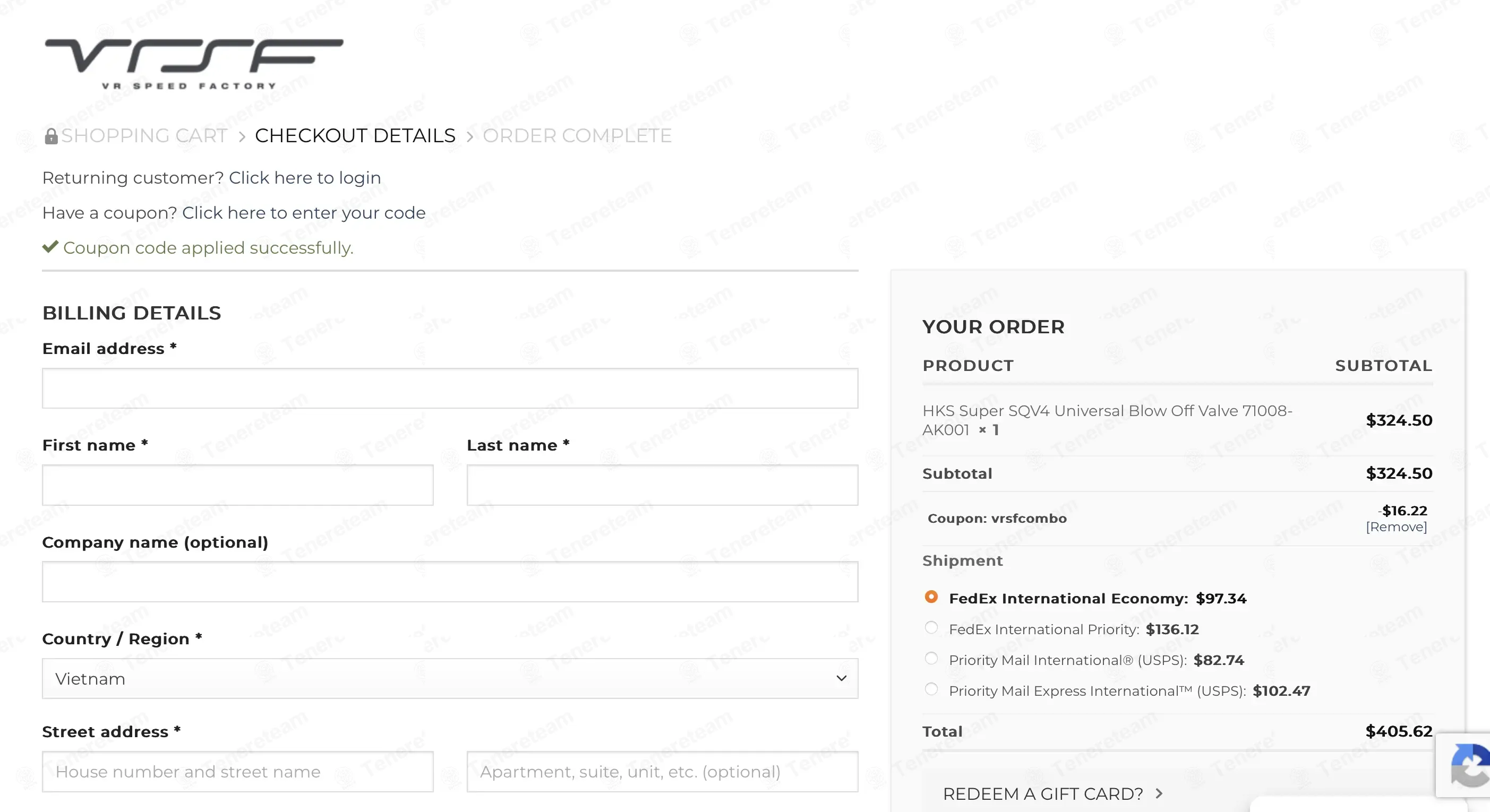 VR Speed Factory coupon code: 5% off with vrsfcombo. Tested and valid as 2 weeks ago.