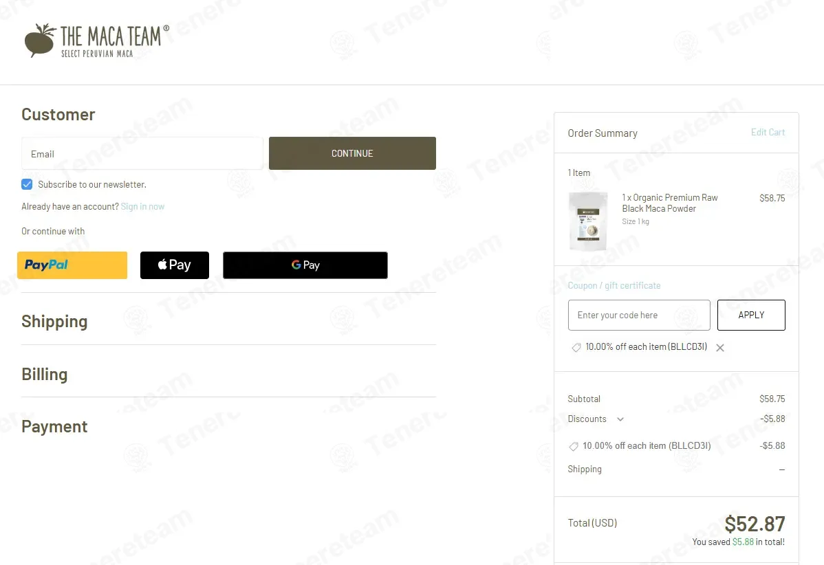 The Maca Team coupon code: 10% off with BLLCD3I. Tested and valid as 5 days ago.