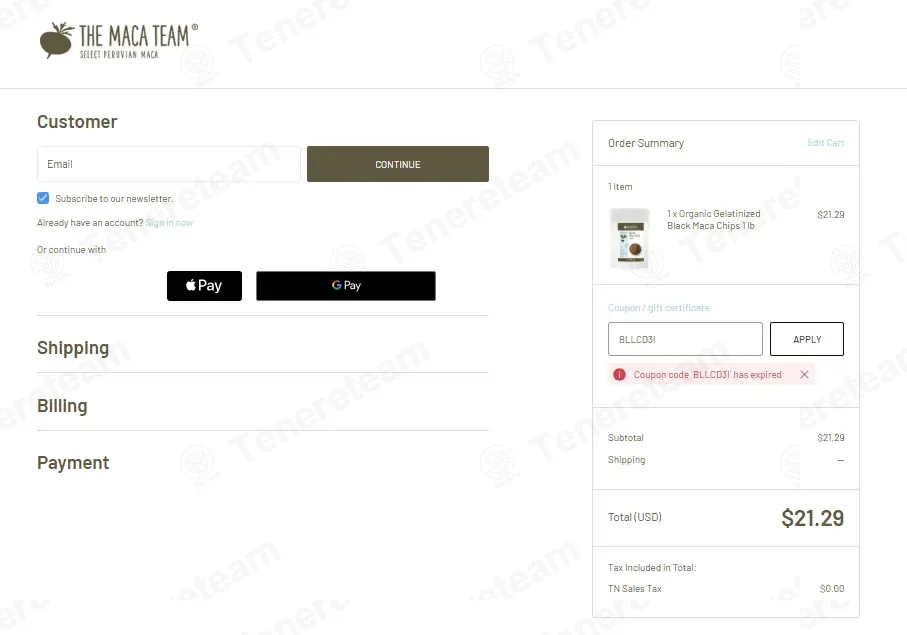 The Maca Team coupon code: 10% off with BLLCD3I. Tested and valid as 5 days ago.