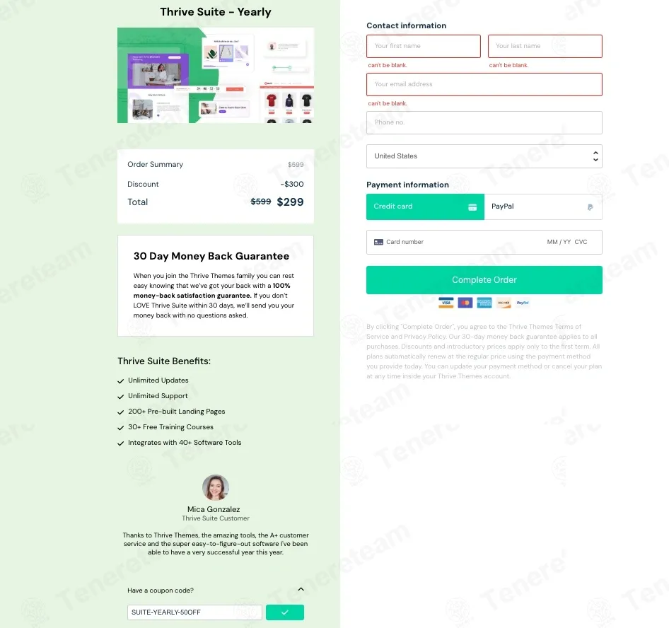 Thrive Themes coupon code: 50% off with SUITE-YEARLY-50OFF. Tested and valid as 2 months ago.