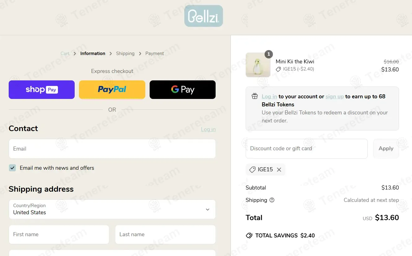 Bellzi coupon code: 15% off with IGE15. Tested and valid as 1 year ago.
