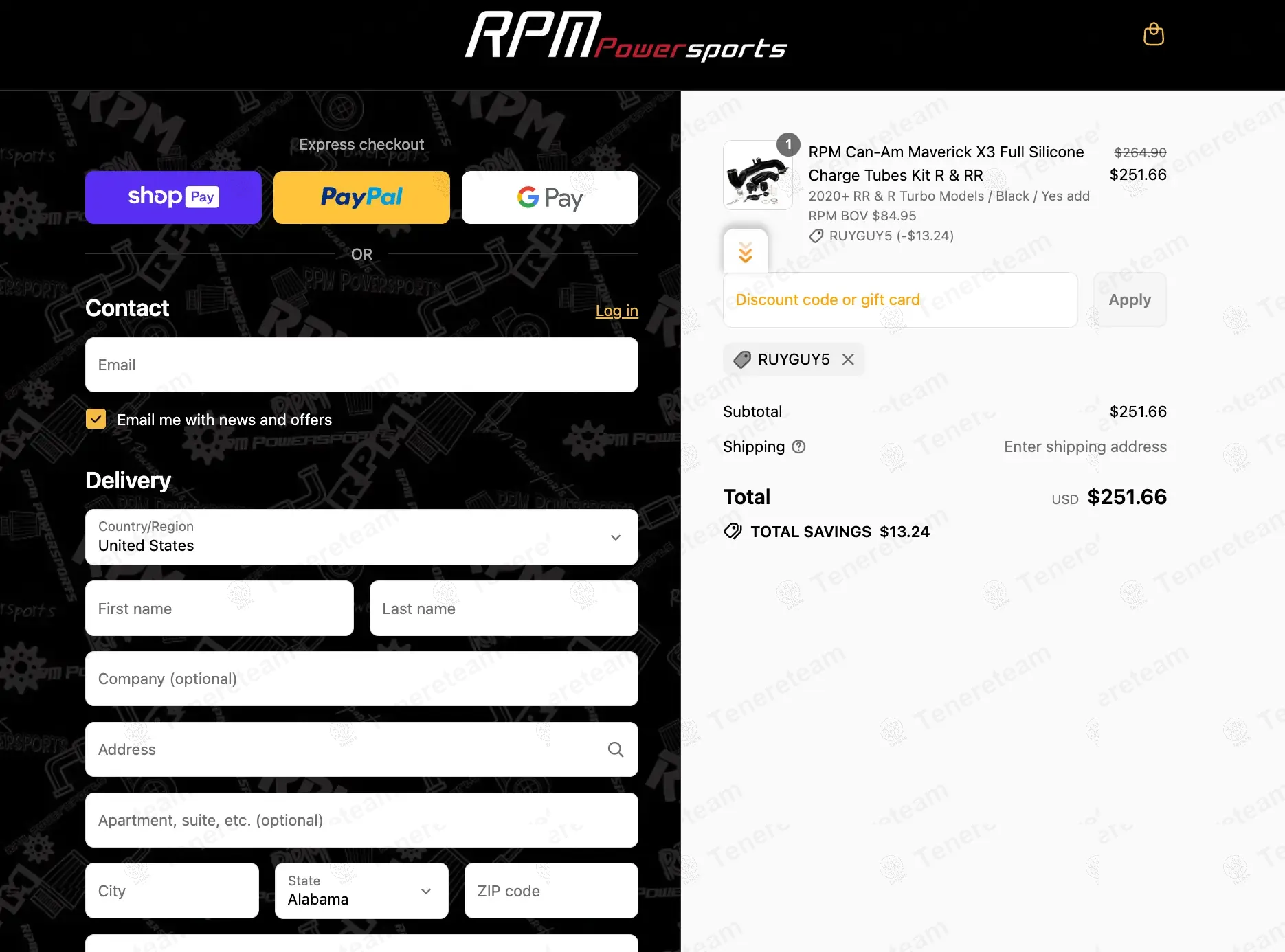 RPM SXS coupon code: 5% off with RUYGUY5. Tested and valid as 8 months ago.