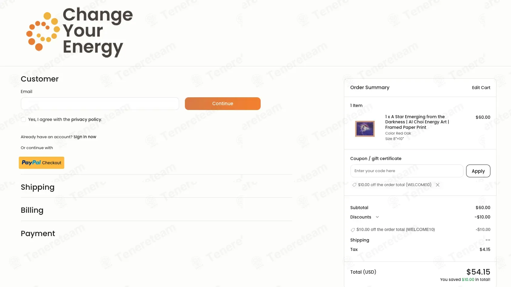 Change Your Energy coupon code: $10 off with WELCOME10. Tested and valid as 1 month ago.