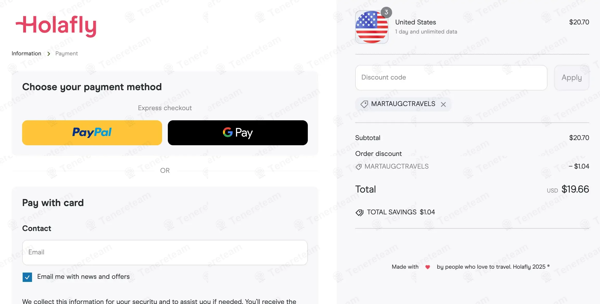 Holafly coupon code: 5% off with MARTAUGCTRAVELS. Tested and valid as 1 year ago.