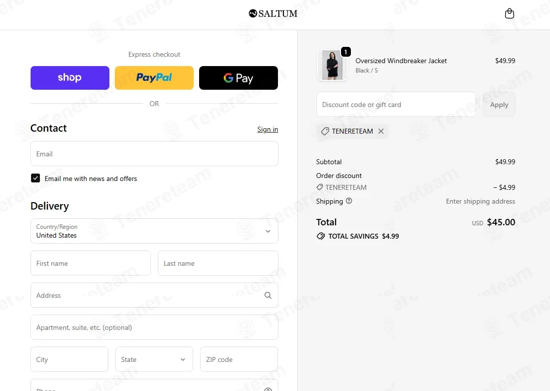 Saltum Sports coupon code: 10% off with TENERETEAM. Tested and valid as 2 weeks ago.