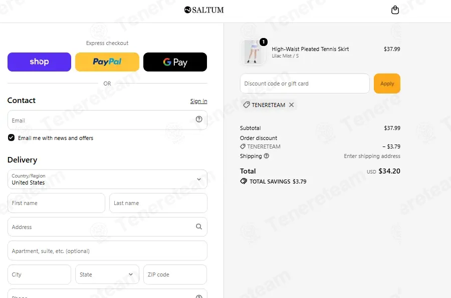 Saltum Sports coupon code: 10% off with TENERETEAM. Tested and valid as 2 weeks ago.