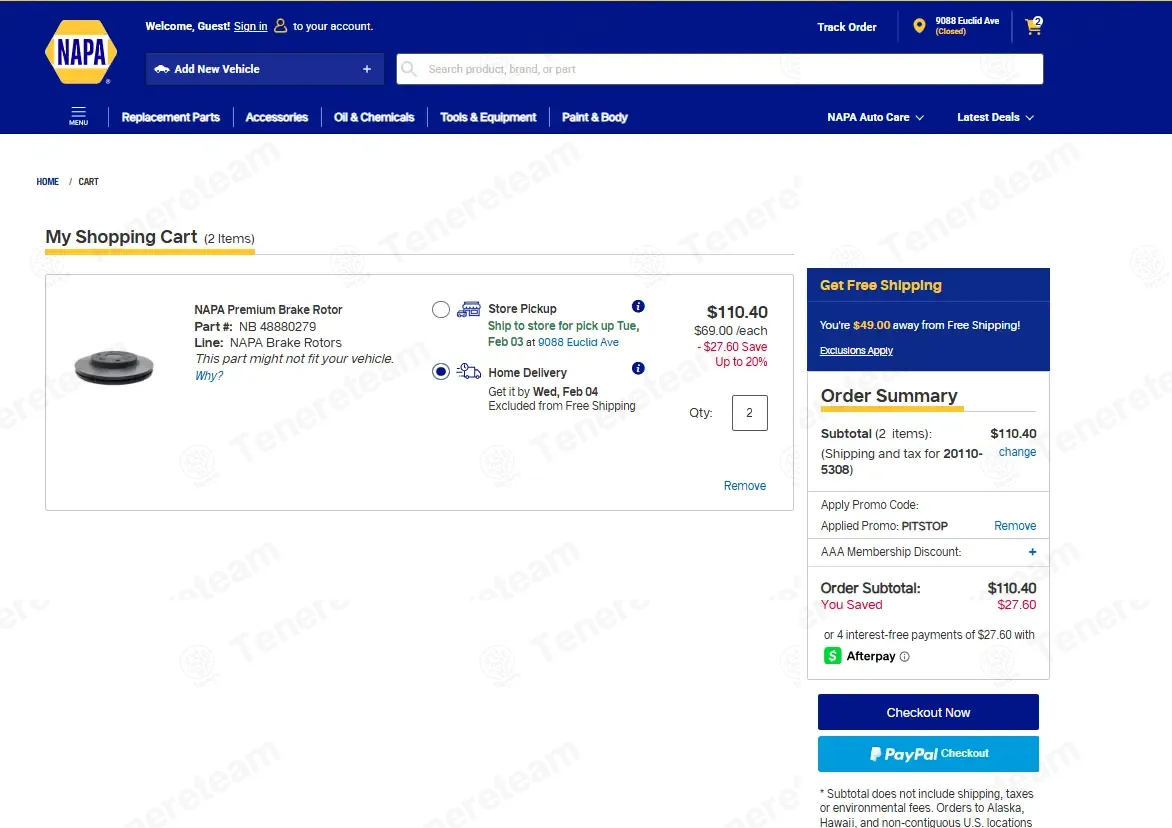 NAPA Auto Parts coupon code: 20% off with pitstop. Tested and valid as 2 months ago.