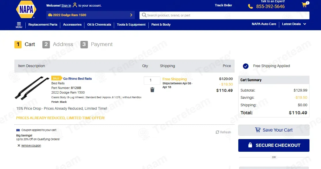NAPA Auto Parts coupon code: 20% off with pitstop. Tested and valid as 2 months ago.