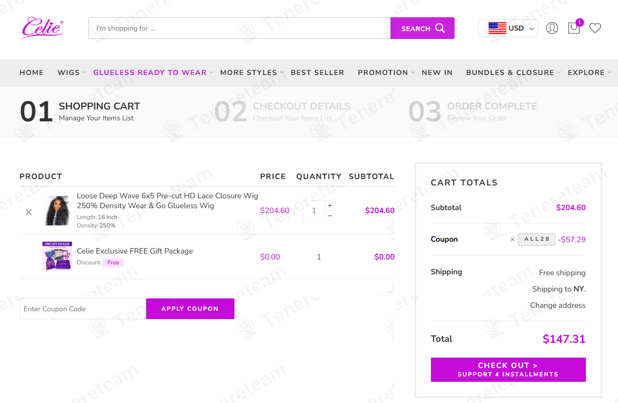 Celie Hair coupon code: 28% off with ALL28. Tested and valid as 9 months ago.
