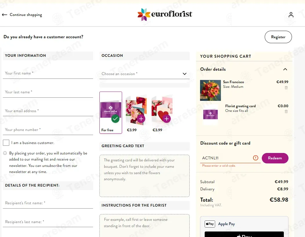 Euroflorist AT coupon code: 11% off with ACTNL11. Tested and valid as 3 months ago.