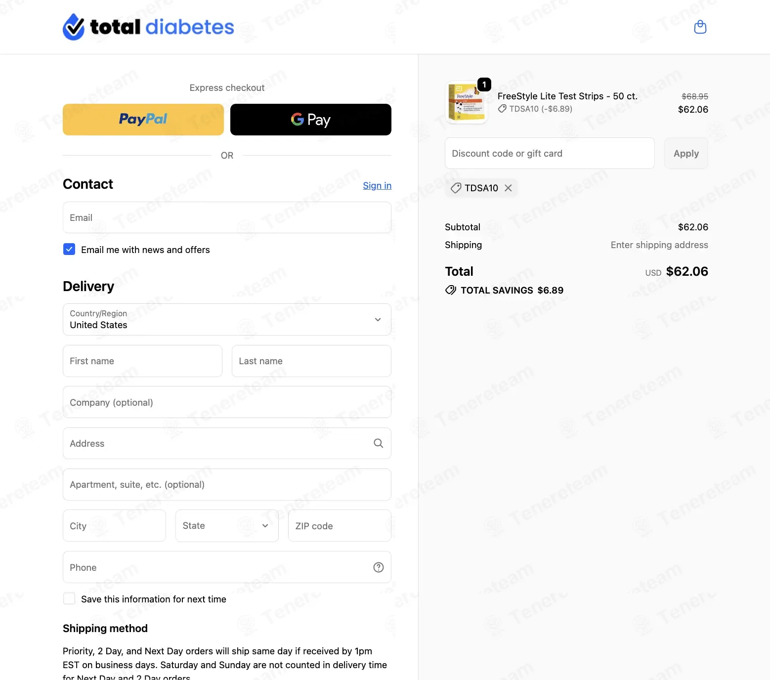 Total Diabetes Supply coupon code: 10% off with TDSA10. Tested and valid as 1 month ago.