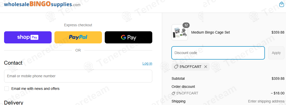 Wholesale Bingo Supplies coupon code: 5% off with 5%OFFCART. Tested and valid as 1 year ago.