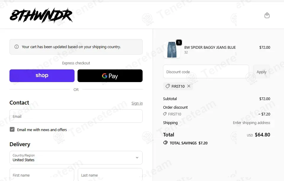 8THWNDR coupon code: 10% off with FIRST10. Tested and valid as 8 months ago.