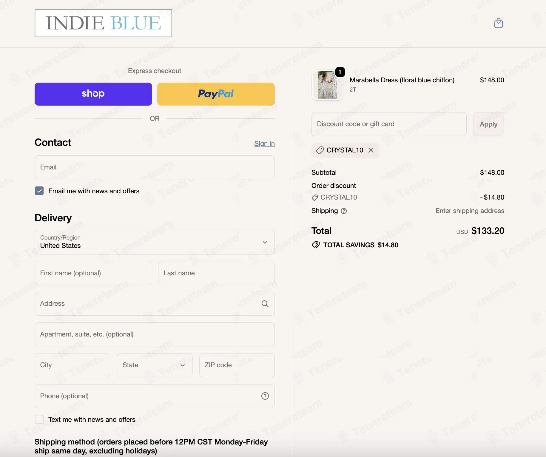 Indie Blue coupon code: 10% off with CRYSTAL10. Tested and valid as 8 months ago.
