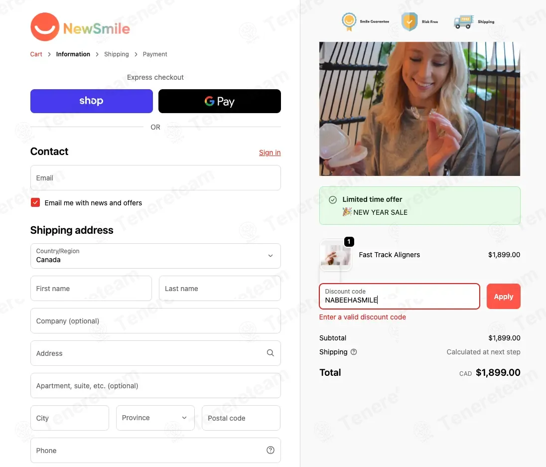 New Smile Life CA coupon code: 25% off with NABEEHASMILE. Tested and valid as 5 months ago.