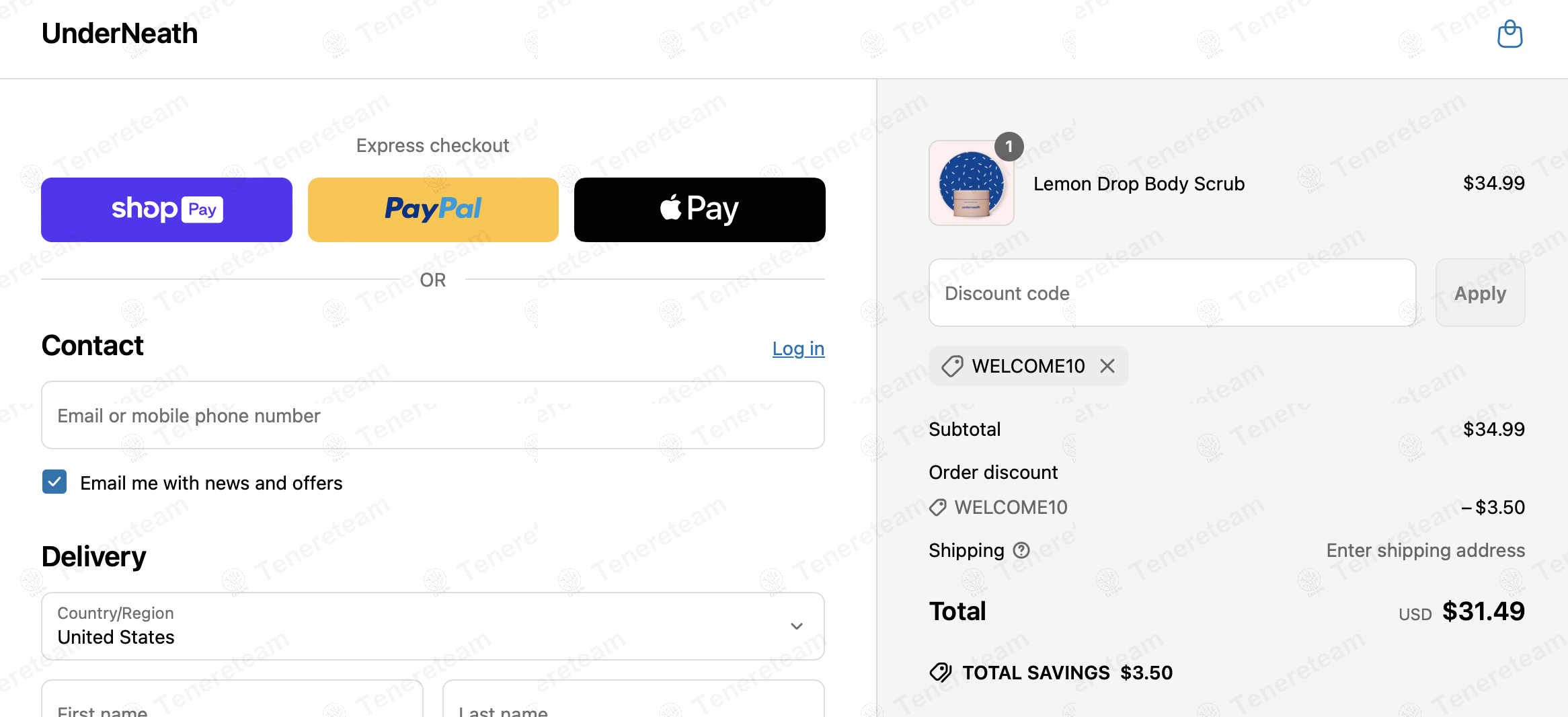 Underneath Skin Care coupon code: 10% off with WELCOME10. Tested and valid as 1 year ago.