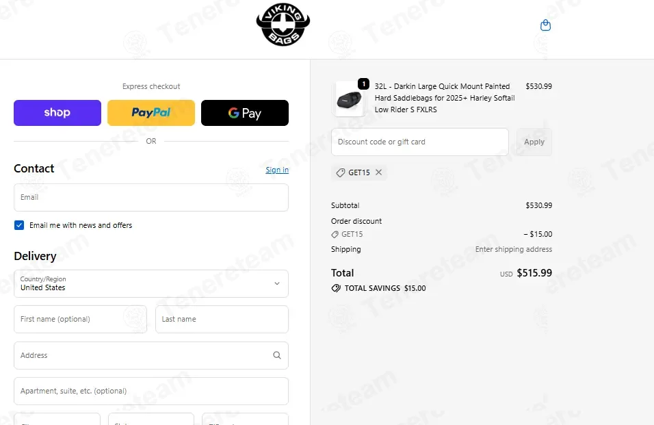 Viking Bags coupon code: $15 off with GET15. Tested and valid as 1 month ago.
