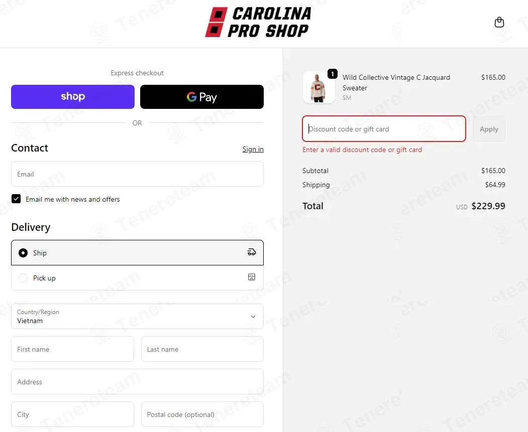 Carolina Pro Shop coupon code: 10% off with WELCOME10. Tested and valid as 3 months ago.