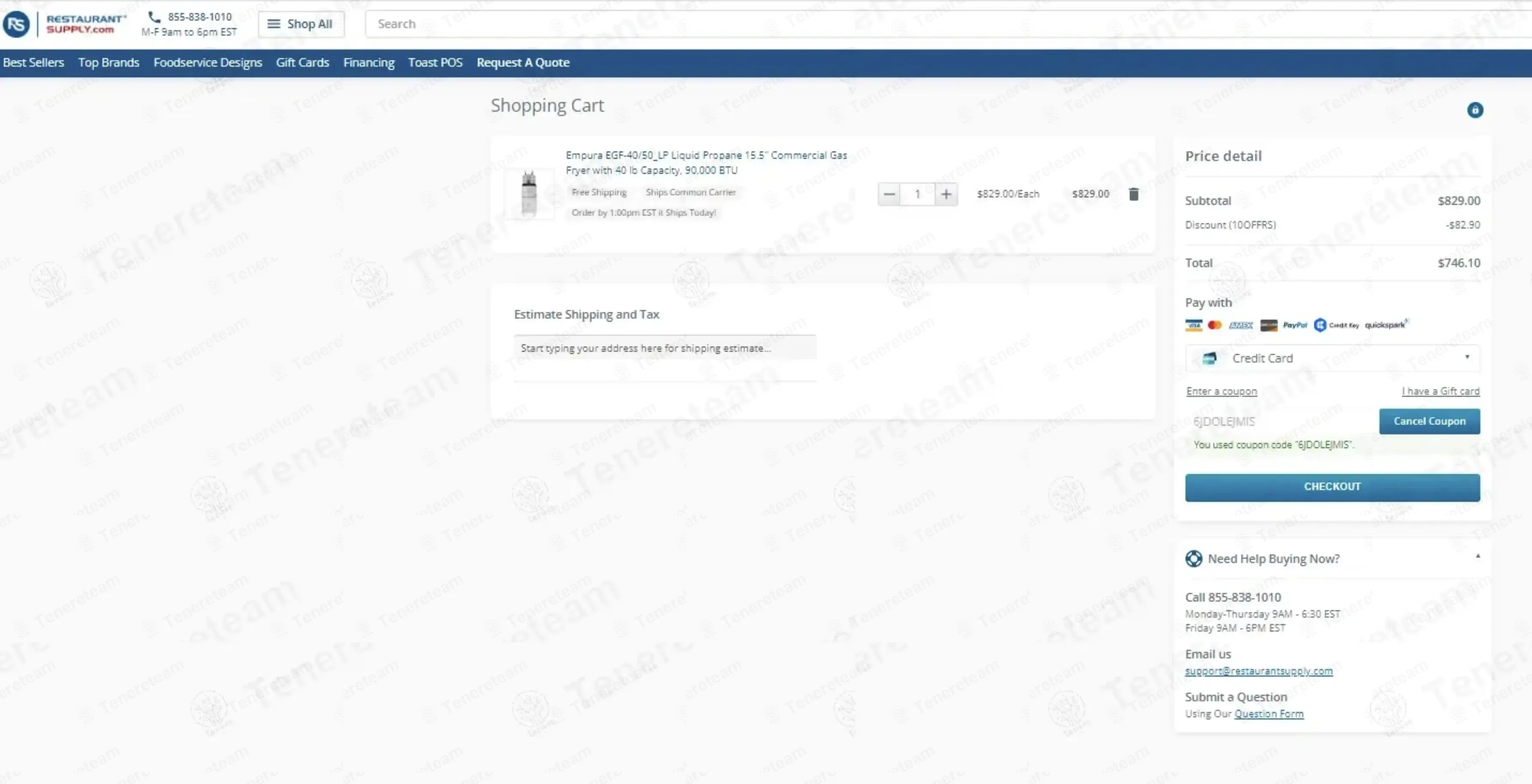 Restaurantsupply coupon code: 10% off with 6JDOLEJMIS. Tested and valid as 3 months ago.