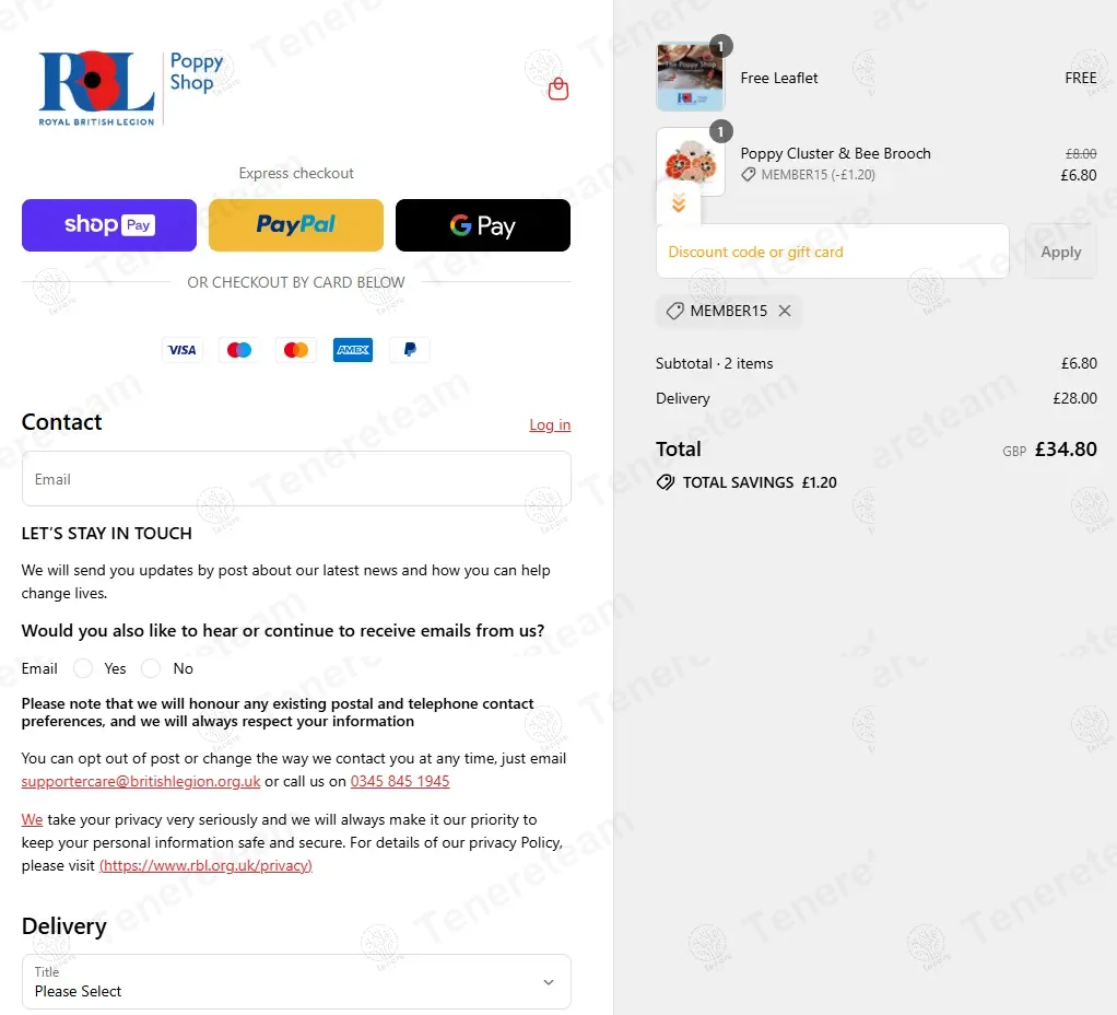 The Poppy Shop coupon code: 15% off with MEMBER15. Tested and valid as 7 months ago.