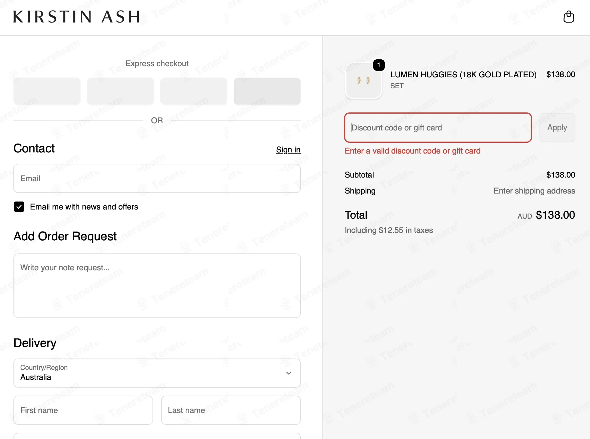 Kirstin Ash AU coupon code: 10% off with WELCOME10. Tested and valid as 4 months ago.