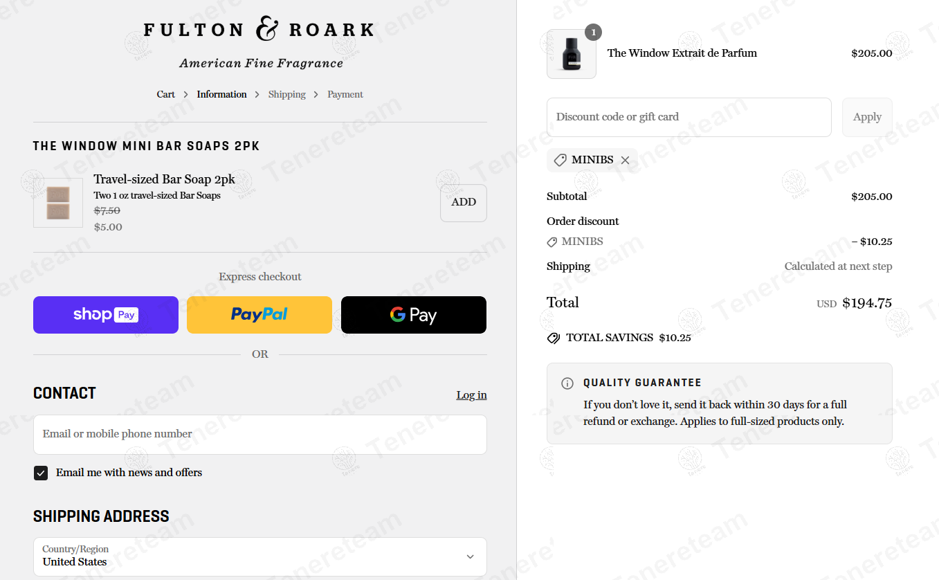 Fulton And Roark coupon code: 5% off with MINIBS. Tested and valid as 1 year ago.