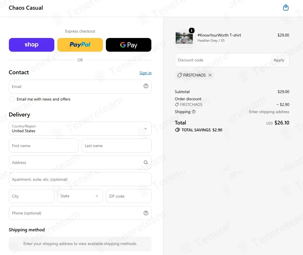 Chaos Casual apply coupon code