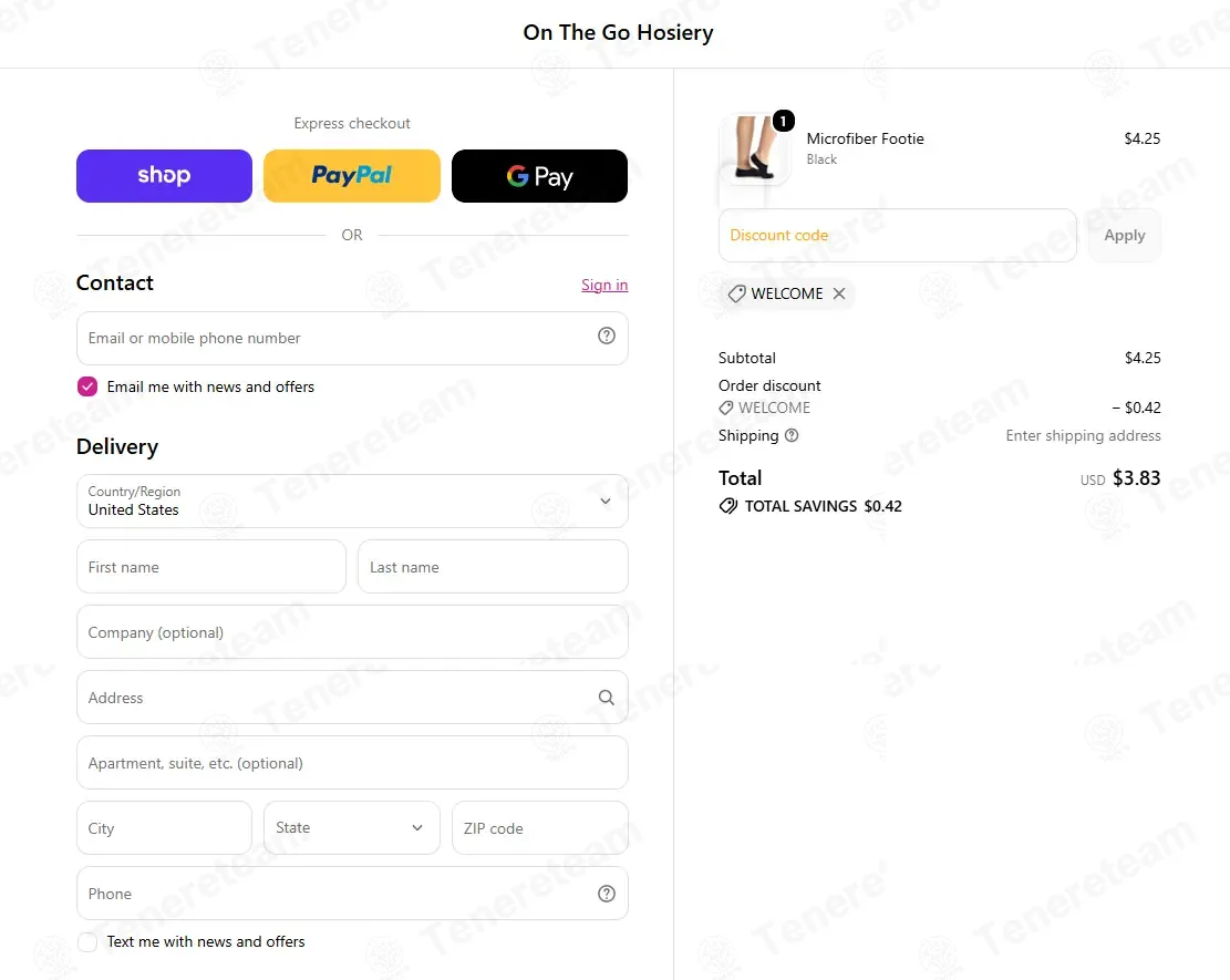 On The Go Hosiery coupon code: 10% off with WELCOME. Tested and valid as 1 month ago.