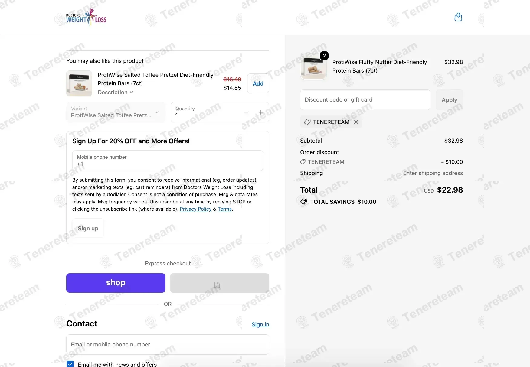 Doctors Weight Loss coupon code: 10% off with TENERETEAM. Tested and valid as 2 weeks ago.