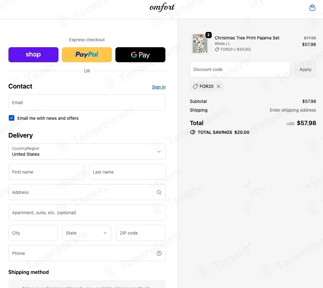 Omfort coupon code verified as working at checkout