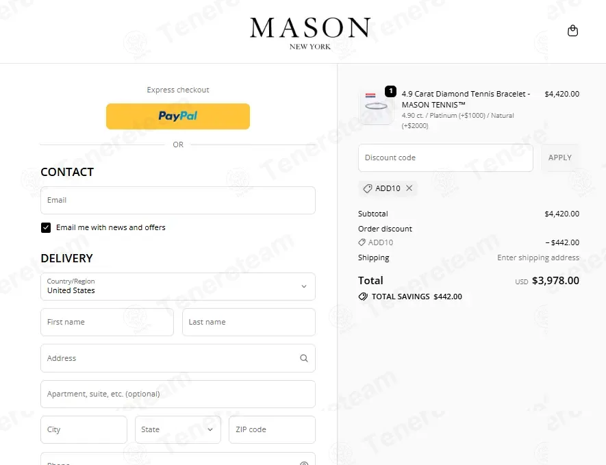 MASON New York coupon code: 10% off with ADD10. Tested and valid as 8 months ago.