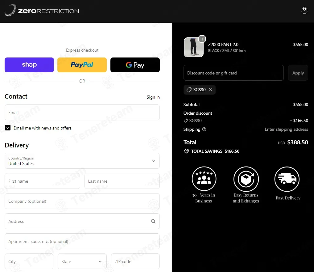 Zero Restriction coupon code: 30% off with SGS30. Tested and valid as 4 weeks ago.