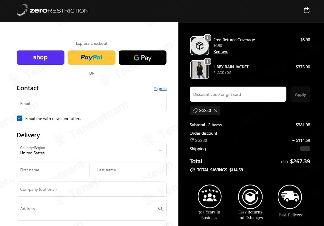 Zero Restriction coupon code: 30% off with SGS30. Tested and valid as 4 weeks ago.