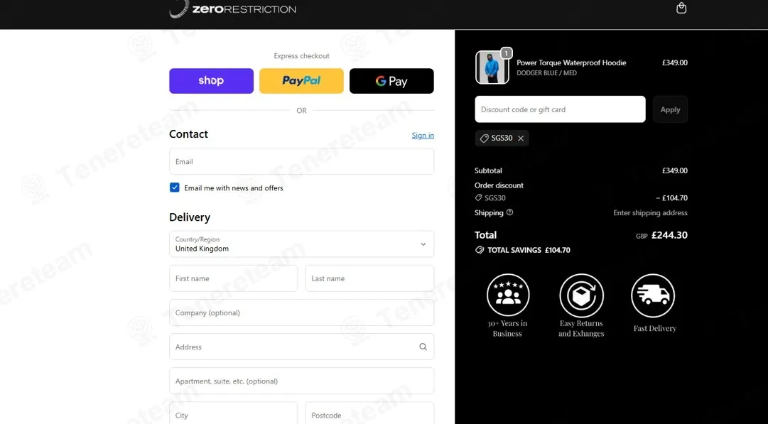 Zero Restriction coupon code: 30% off with SGS30. Tested and valid as 4 weeks ago.