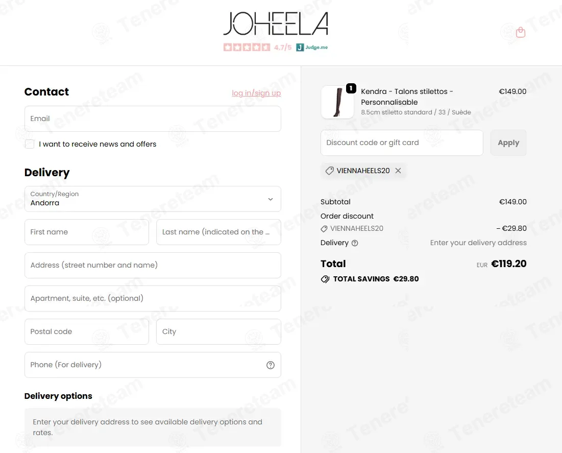 Joheela Shop coupon code: 20% off with VIENNAHEELS20. Tested and valid as 1 month ago.