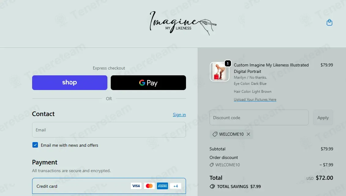 Imagine My Likeness coupon code: 10% off with WELCOME10. Tested and valid as 2 weeks ago.