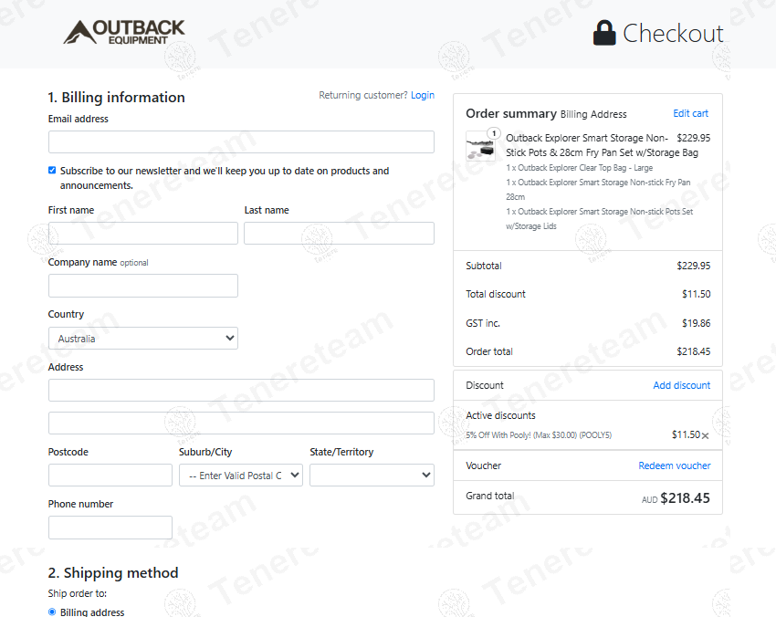 Outback Equipment coupon code: 5% off with POOLY5. Tested and valid as 1 year ago.