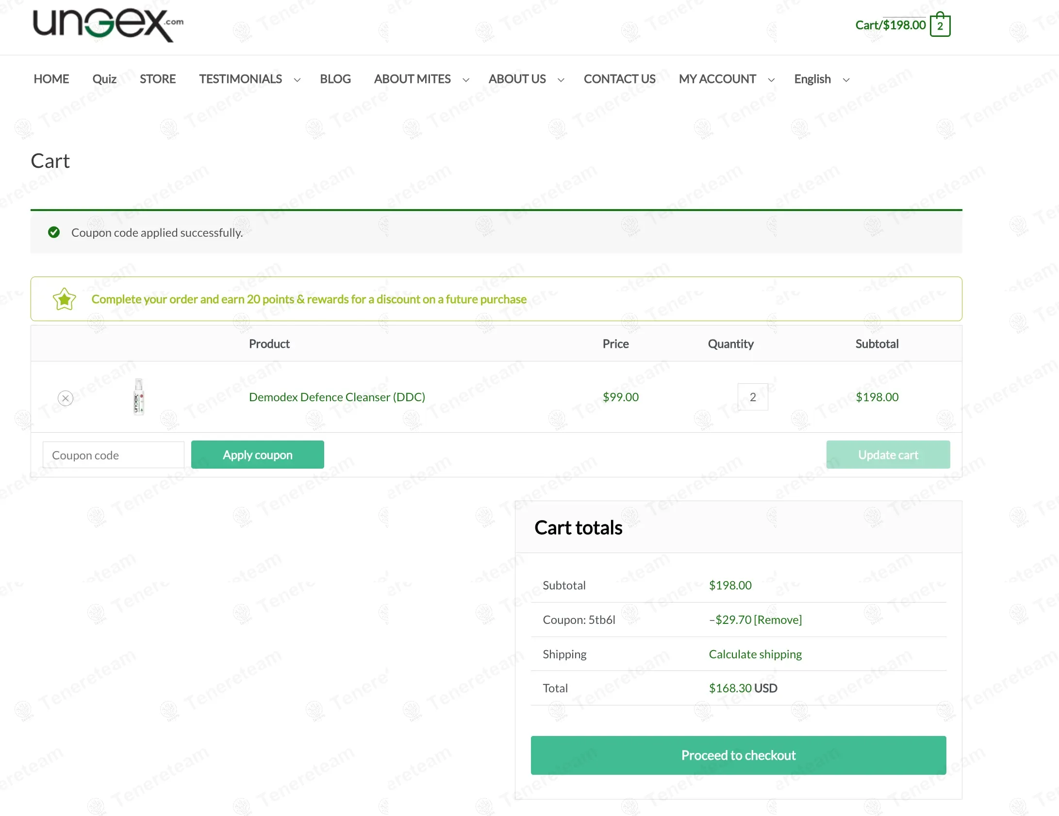 Ungex Demodex Treatment coupon code: 15% off with 5TB6L. Tested and valid as 9 months ago.