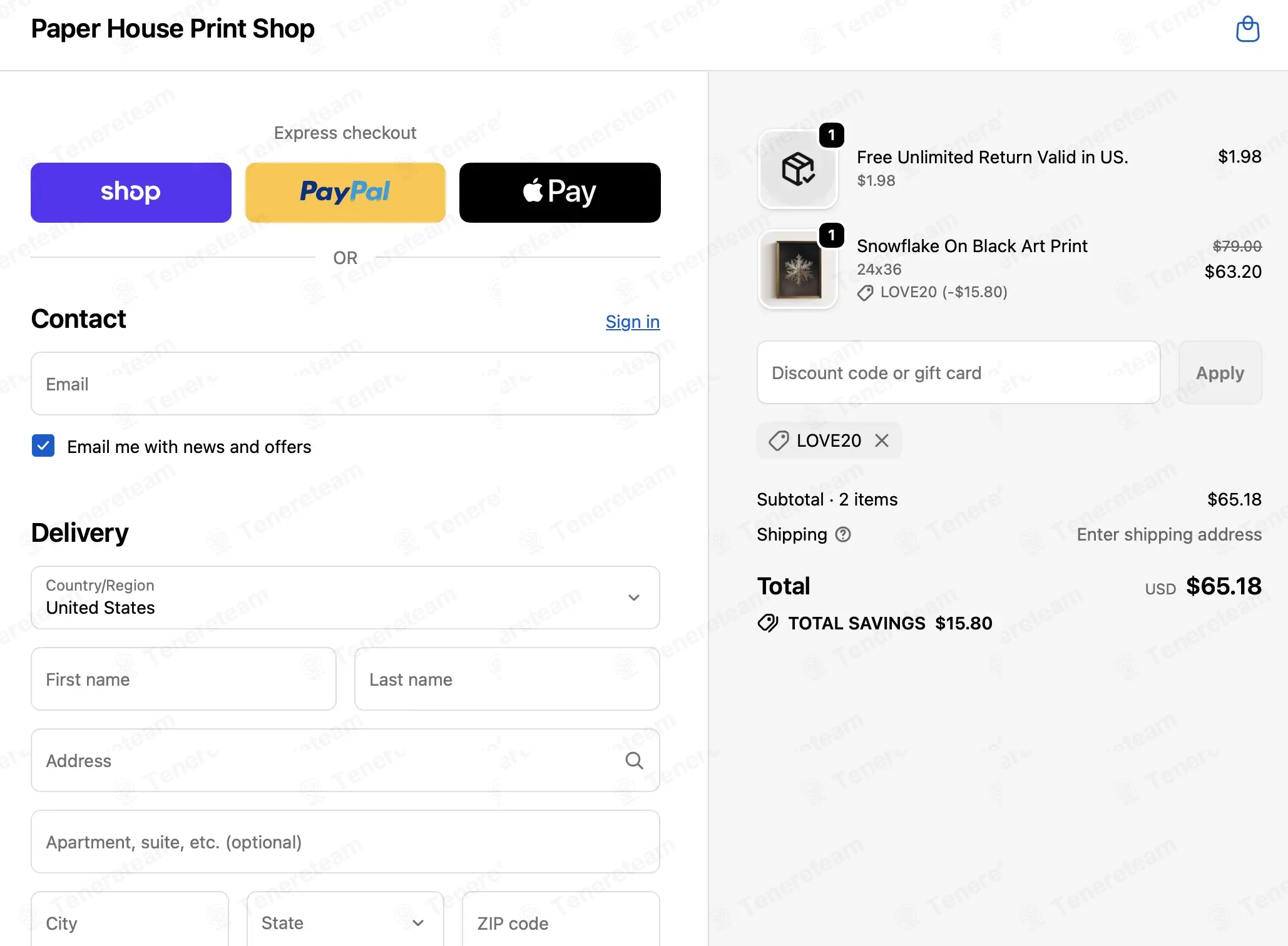 Paper House Print Shop coupon code: 20% off with LOVE20. Tested and valid as 6 months ago.