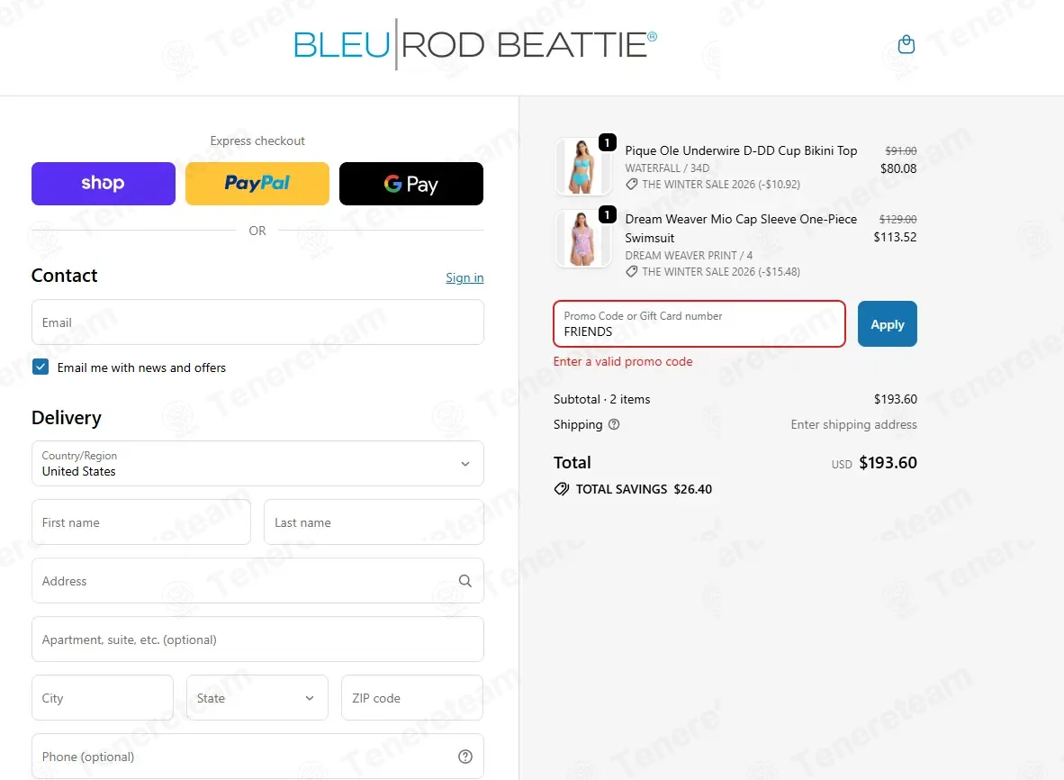 Bleu Rod Beattie coupon code: 25% off with FRIENDS. Tested and valid as 4 months ago.