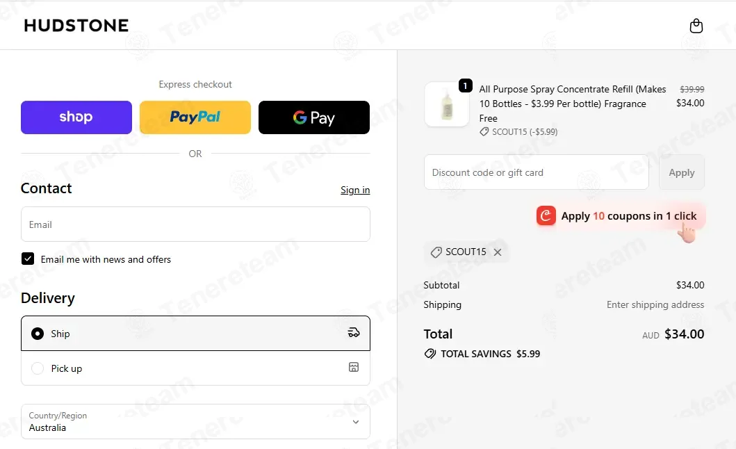 Hudstone Home coupon code: 15% off with SCOUT15. Tested and valid as 4 months ago.