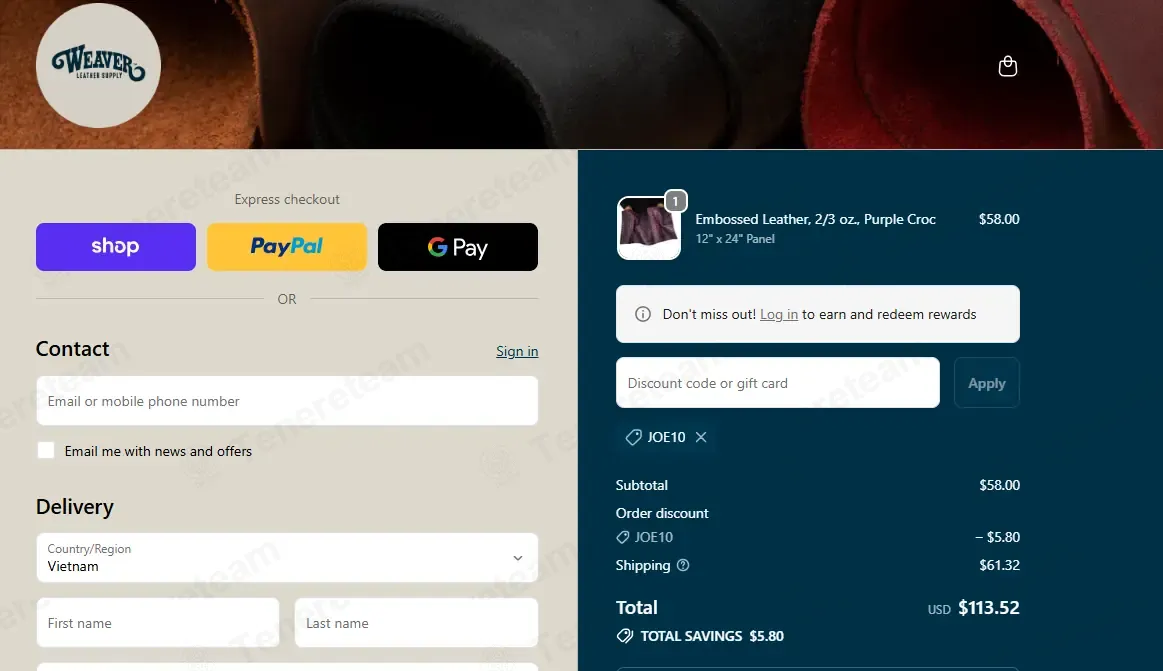 Weaver Leather Supply apply coupon code