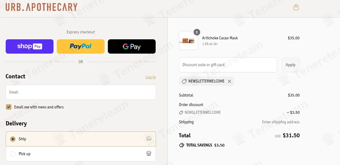 Urb Apothecary coupon code re-checked and confirmed working at checkout
