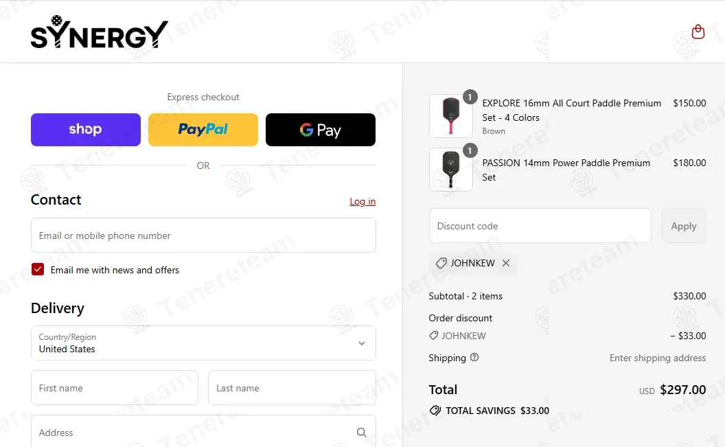 Synergy Pickleball coupon code: 10% off with JOHNKEW. Tested and valid as 9 months ago.