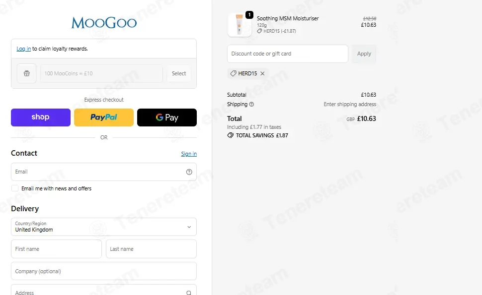 MooGoo UK coupon code: 15% off with HERD15. Tested and valid as 1 week ago.