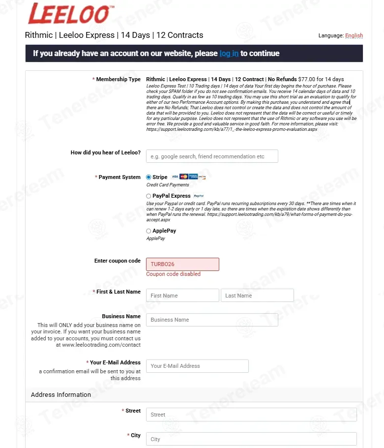 Leeloo Trading coupon code: 25% off with TURBO26. Tested and valid as 4 months ago.